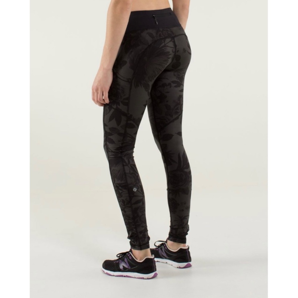 Lululemon Speed Tight Luxtreme Athletic Leggings Brisk Bloom Black Soot Sz 6